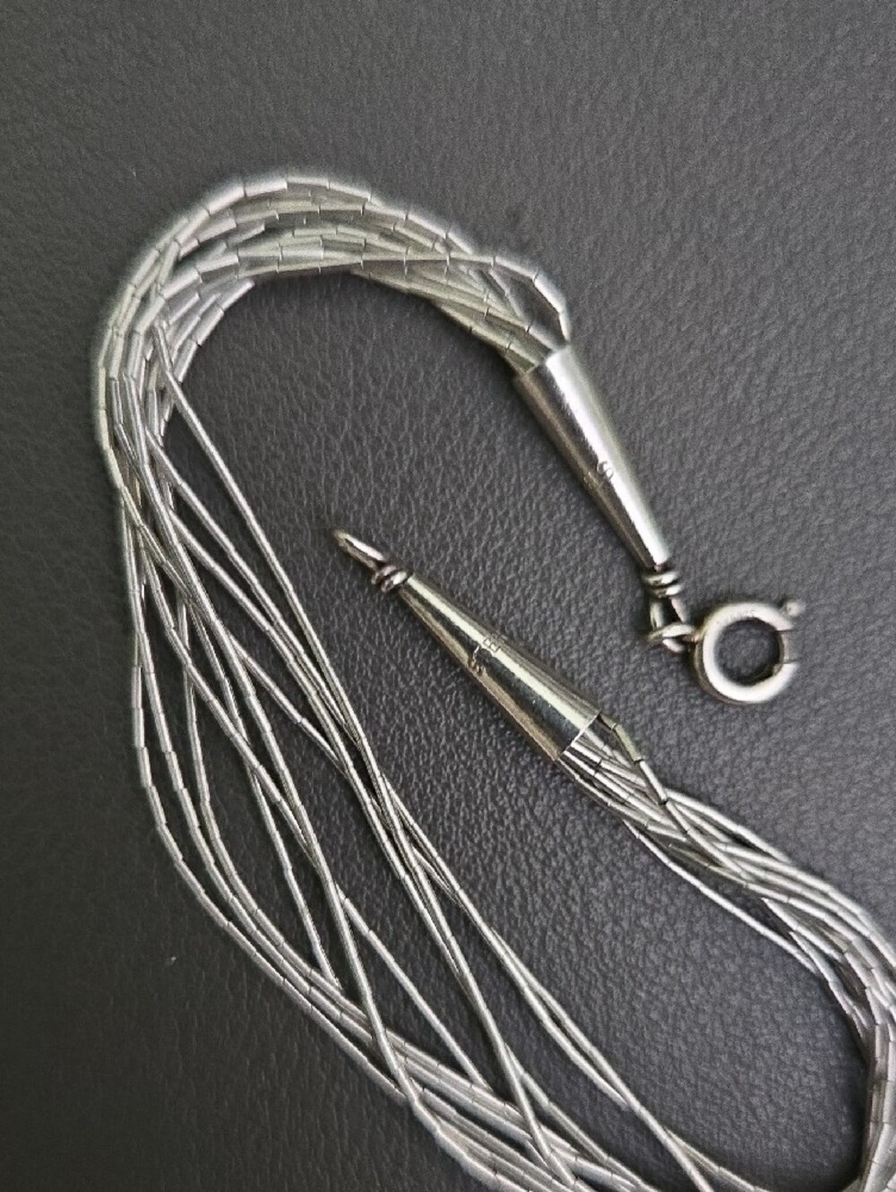 Liquid Sterling Silver Bracelet 10 Strands 7” Traditional Navajo Liquid Silver - Picture 2 of 4